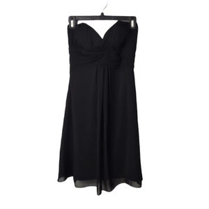 White House Black Market Black Strapless Mini Dress Womens 4 Chiffon Structured
